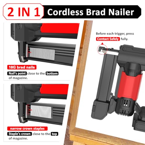 20v Cordless Staple Gun Brad Nailer 2 in 1 Aluminum Metal Magzine