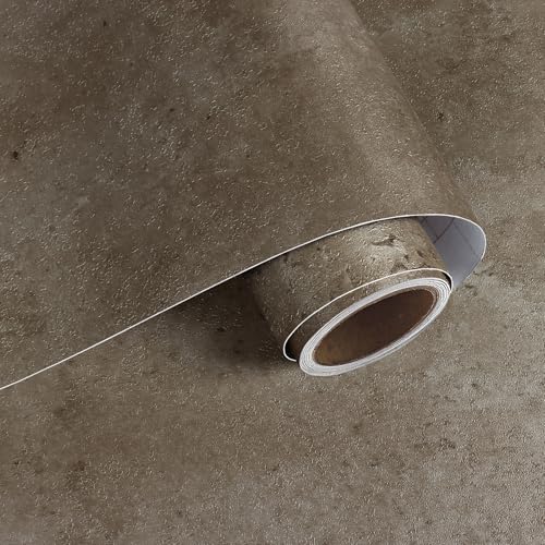 VaryPaper 15.7''x78.7'' Metallic Brown Concrete Wallpaper Peel and Stick Textured Concrete Contact Paper for Walls Removable Self Adhesive Waterproof Cement Wallpaper for Countertops Bedroom Bathroom - size: 15.7" x 78.7"