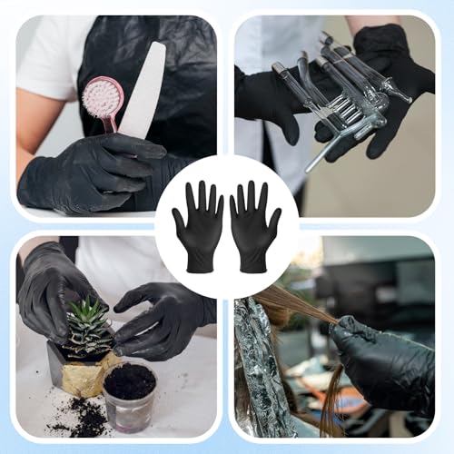 5Pairs Hair Dye Gloves Black Reusable Hair Coloring Gloves Non-slip Bouncy Professional Cleaning Rubber Glove Accessories for Salon Hairs Dyeing(Medium)