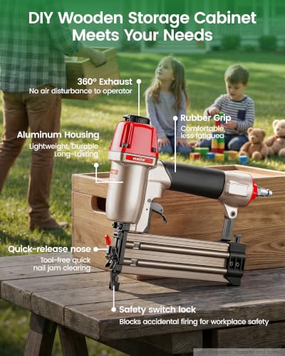 meite F50C Pneumatic Brad Nailer with 2000pcs Nails (1-1/4", 2"), Air 18 Gauge Brad Nailer Small Finish Nail Gun for Trim Work, Fires 18 Gauge Brad Nails 5/8 Inch to 2 Inch