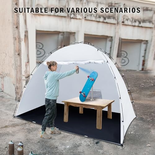 Siebwin 10x6x6.5ft Spray Paint Tent, Mesh Screen & Windproof Hooks, White - color: White, size: 10 ft x 6 ft x 6.5 ft