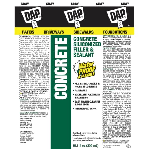 DAP Concrete and Mortar Filler and Sealant, Gray, 10.1 Oz (7079818096) - size: 10.1 Oz, Single
