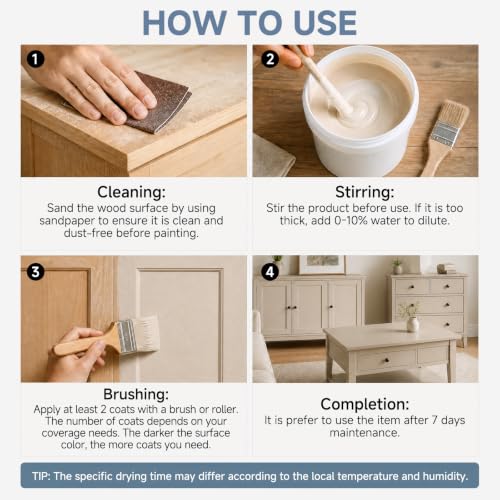 Matte Wood Furniture Paint, White, 32 Fl Oz with Tools - color: White, size: 32 Fl Oz (Pack of 1)