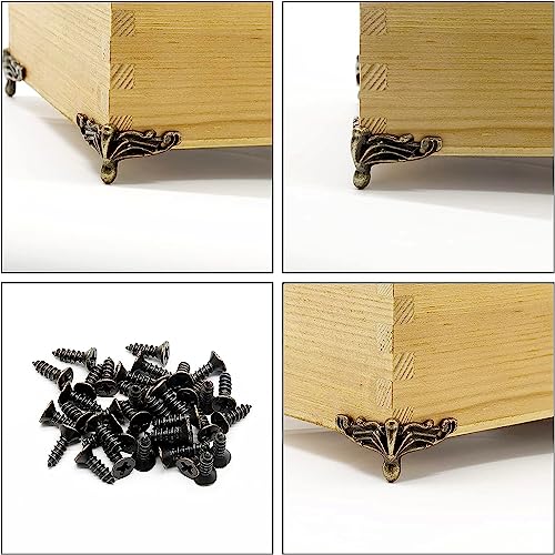 24 PCS Antique Brass Box Legs Feet for Wood Jewelry Trinkets Storage Chest - color: Bronze(24 Pack)