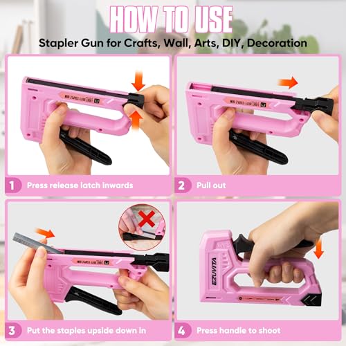 Light Duty Staple Gun for Wood, Pink Upholstery Staple Gun Kit - color: Pink