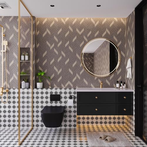 Herringbone Peel and Stick Wallpaper Boho Geometric Contact Paper Brown - color: Grey Brown, size: 16" x 118"
