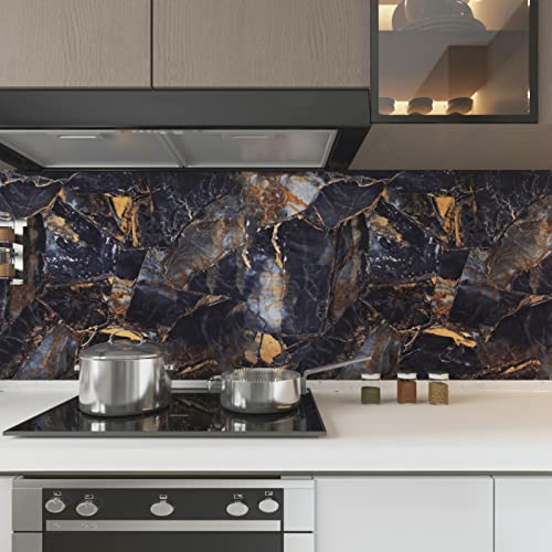 16" × 118" Black Marble Contact Paper Granite Wallpaper Peel and Stick Self-Adhesive Waterproof Removable for Renters Table Cabinets Meeting Room Kitchen Furniture Countertops - size: 16" x 118"