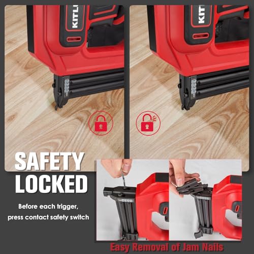 KITLUCK Brad Nailer, 2-in-1 120V Electric Staple Gun/Nail Gun with 1400pcs 18 Gauge Straight Nails and 400pcs Narrow Crown Staples for Woodworking, DIY Projects, Carpentry and Light Upholstery - size: Brad Nailers