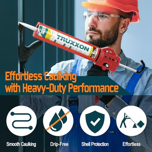 2026 One-Touch Drip-Free Caulk Gun | Effortless & Professional Design with Heavy-Duty Metal Body, 18:1 Thrust Ratio | For 9, 10, 11 oz Silicone Tubes - color: 3- Mix Orange