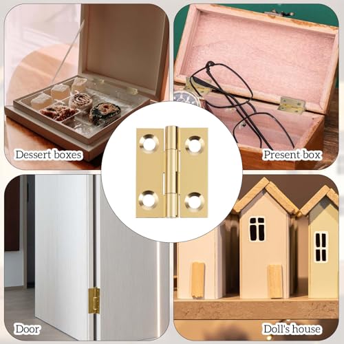8 Pcs 1 Inch Mini Solid Brass Hinges, Pure Brass Mini Cabinet Hinges