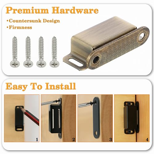 Alise Magnetic Cabinet Latch Cabinet Door Catch Clasps Bronze,4 Pcs - color: Green Bronze, size: 1-Small Size