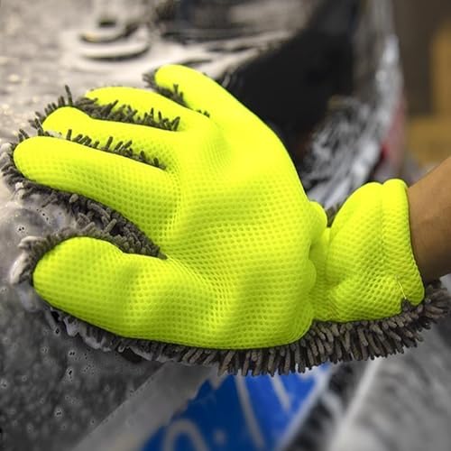 1 Set, Chenille Microfiber 5-Finger Wash Mitt, Scratch-Free