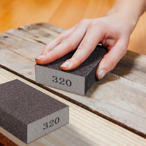 Romeda 8-Pack Sandpaper Block, 320 Grits Washable and Reusable Handmade Sanding Sponge, Drywall Sandpaper Blocks for Wooden Drywall Sheetrock and Metal Glazing - color: 320 Grits, size: 8-Pack
