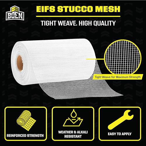 EIFS Stucco Mesh Tape 9.5"x150', Self-Adhesive Fiberglass Drywall Repair - color: Self-Adhesive, size: 9.5" x 150'