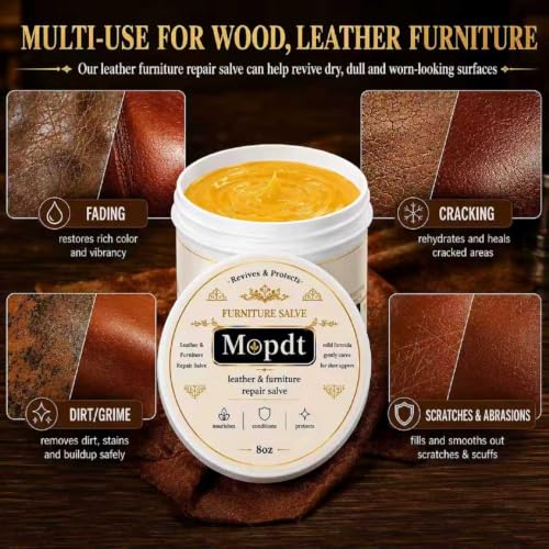 Wood & Leather Furniture Repair Salve, Leather Conditioner with Sponge, 8oz
