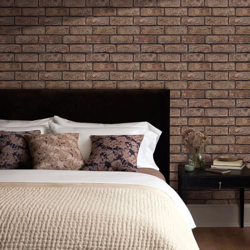 Commomy Faux Brick Wall Panels Peel and Stick Thin PVC 10 Pcs 11.8" x 11.8" - color: Brick-AWE