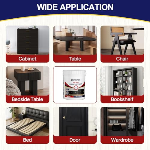 Boncart Wood Furniture Paint Kit - color: Black, size: 5fl.oz