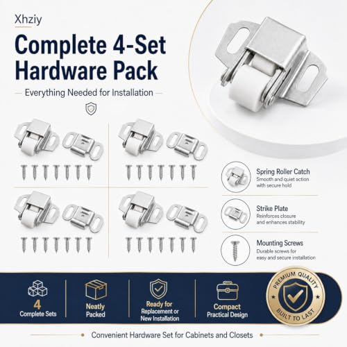 Mailbox Replacement Latch Spring Roller Cabinet Catch 4Pcs - color: Silver