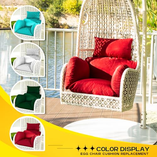 MAGIC ELEPHANT Egg Chair Cushion, Memory Foam Indoor Outdoor Hanging Egg Chair Cushion Replacement, Patio Basket Swing Cushion with Headrest (Teal) - color: Teal