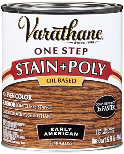 Varathane One Step Stain & Poly Semi-Gloss Early American Wood Finish - color: Early American, size: Quart (Pack of 1)