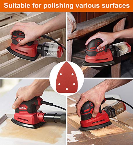 Detail Sander Paper, 120-600 Grits, Hook and Loop Backing, 5 Holes, for Sanding and Polishing, 60 Sheets - size: 120-600