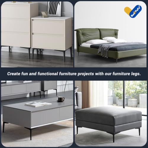 Black Furniture Legs 4 Inch, Metal Legs for Furniture Set of 4 - size: 4 Inch | 10cm