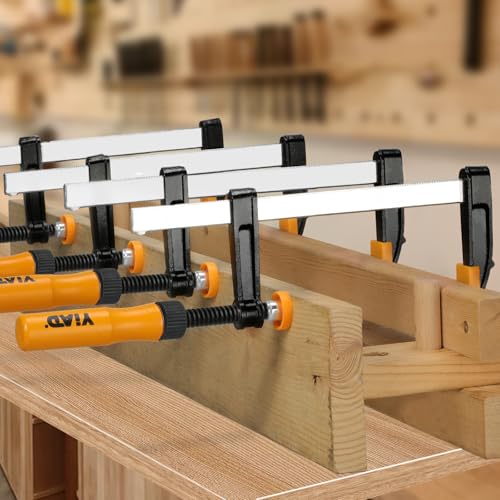 4-Pack 6-Inch F Clamps Set, Steel Bar Clamps for Woodworking - color: Yellow 4 Pack-6 Inch
