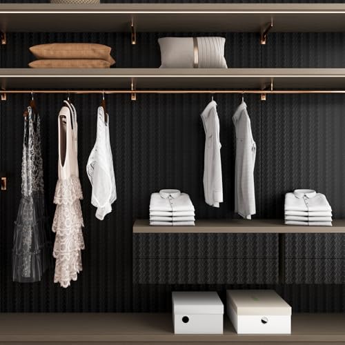 ReWallpaper Black Textured Wallpaper Peel and Stick Modern Embossed Basketweave Contact Paper for Cabinets Shelves Removable Vinyl Wall Covering for Walls Bedroom Bathroom Waterproof 17.7in x 6.5ft - size: 17.7in x 6.5ft
