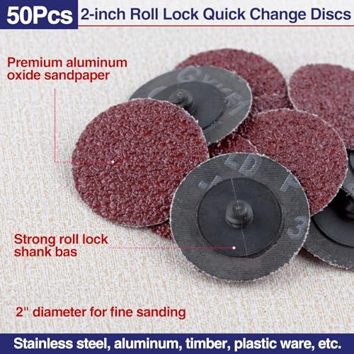 SPEEDWOX 50Pcs 2" 36 Grit Quick Change Sanding Discs Aluminum Oxide Coated - style: 36 Grit