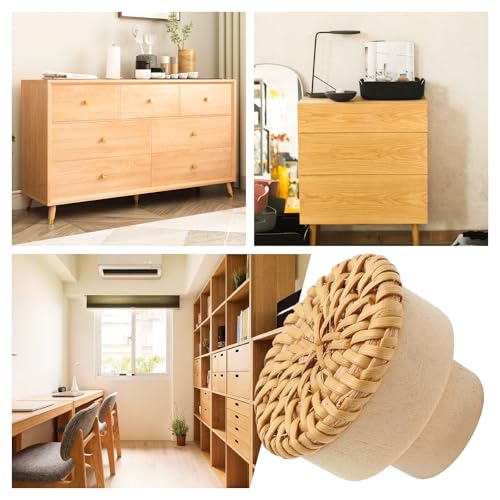 12 Pack 1-1/2" Rattan Boho Cabinet Knobs with Screws - color: Natural Color - 12 Pack