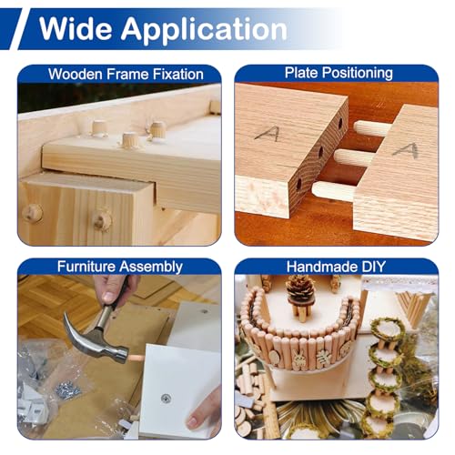 220Pcs Wooden Dowel Pin Assortment Kit, 9 Sizes(1/4", 5/16", 3/8") - size: Mix (6.35mm, 7.94mm, 9.53mm) - 9 Sizes