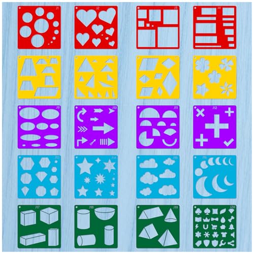 20 Pack Geometric Shape Stencils for Drawing Painting Crafts Art Projects - style: Geometry