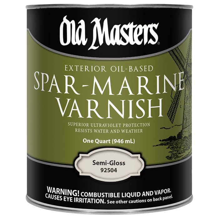 4-Pack of 1 qt Old Masters 92504 Clear Spar-Marine Varnish Oil-Based Exterior Coating, Semi-Gloss