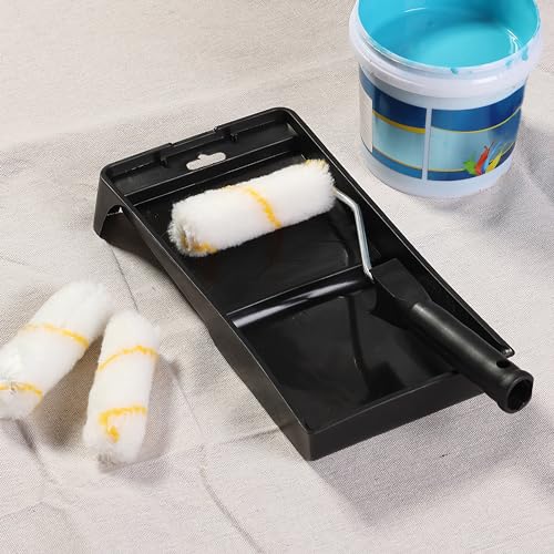 Bates- Paint Tray Set, Paint Roller Kit, 6 pcs, 4 Inch Roller Set, Small Paint Roller Brush for House Painting Supplies - style: Microfiber 4", 6 pcs