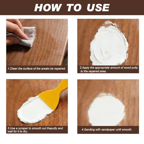 Kenbry Wood Putty 80g, White Wood Filler for Cracks Holes & Furniture - color: 80g White Wood Putty