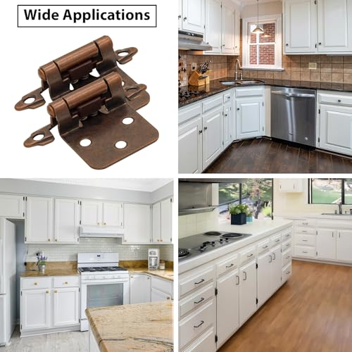 Antique Copper Bronze Cabinet Hinges,1/2" Overlay, 50 Pack(25 Pairs) - color: Antique Copper, size: 50 Pack(25 Pairs)
