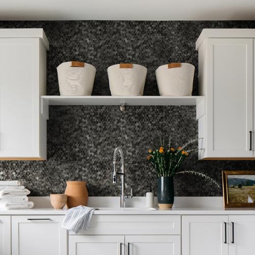 STICKGOO Mosaic Peel and Stick Backsplash Tiles, 8 Sheets, Gunmetal Gray - color: Gunmetal Gray