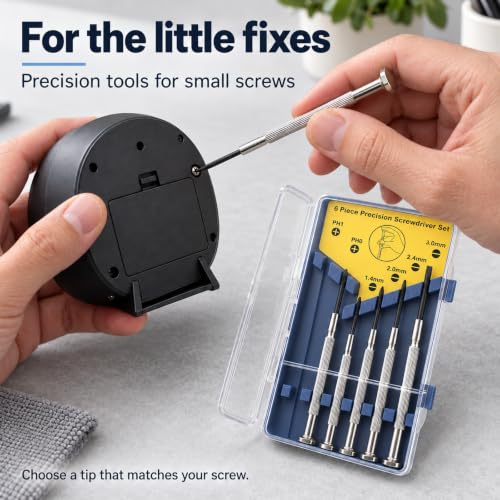 6 PCS Precision Screwdriver Set Mini Flathead and Phillips Tools - color: Silver, size: 6PCS