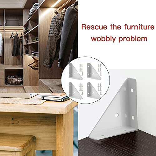 4-Pack Metal Corner Brace Brackets 66mm for Table Cabinet Shelf - size: White