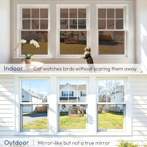 rabbitgoo Window Privacy Film One Way, 17.5" x 78.7", Brown Silver - color: Brown-silver, size: 17.5" x 78.7"