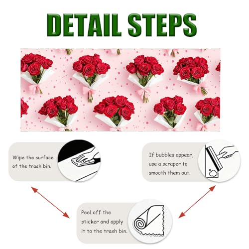 Wall Decal 15.7 x 39.4 in Red Rose Bouquet Peel and Stick - color: colorful0991