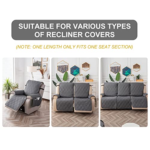 Genina 3 Pack Adjustable Elastic Straps for Recliner Sofa Covers, Black