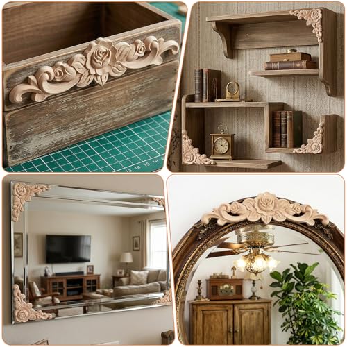 5Pcs Wood Appliques Onlays Decorative, Wood Appliques for Furniture