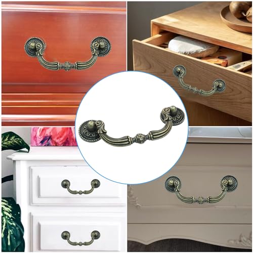Vintage Bail Pull Handles, 3.5 Inch, Antique Bronze, 4Pcs - size: 3.5 Inch-4Pcs, Bronze