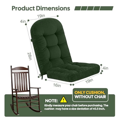idee-home Rocking Chair Cushions Indoor, Glider Rocker Replacement Cushions - color: Green, size: 28 X 19 X 4 In & 16 X 19 X 4 In