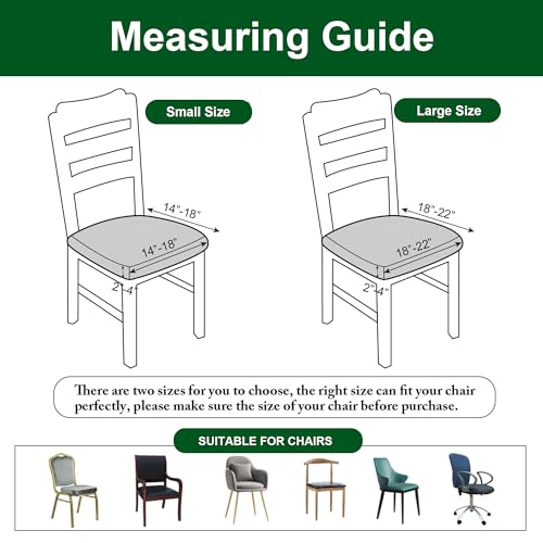 CRFATOP Waterproof Dining Chair Seat Cover Set of 6 Cushion Cover,S,Green - color: Solid Green, size: 6 PCS- Small