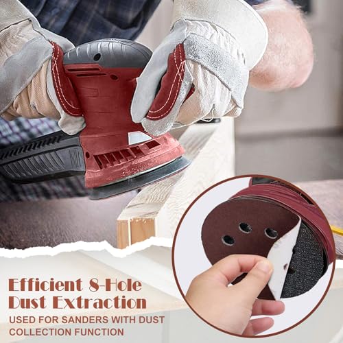 Sanding Discs Set, Jamiikury 5 Inch Orbital Sander Sandpaper Hook and Loop Sanding Pads Round Sand Paper - 60/80/100/120/150/180/240/320/400/600 Grit, Pack of 160