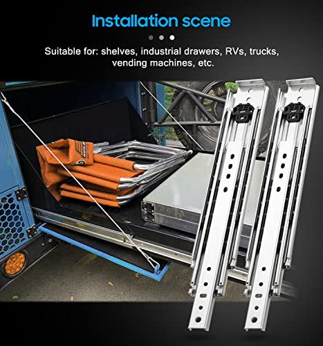 YENUO Heavy Duty Drawer Slides Full Extension Ball Bearing 12–60 Inch 500LB - size: 12 Inch, style: Load:500 lb (No lock) -W:76mm
