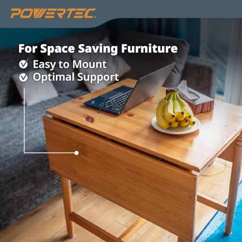 POWERTEC Metal Drop Leaf Table Supports 4PK, Sliding Hardware for Folding Kitchen and Dining Tables, RV Bracket (71426-P2V) - size: Metal Drop Leaf Table Supports, 4PK