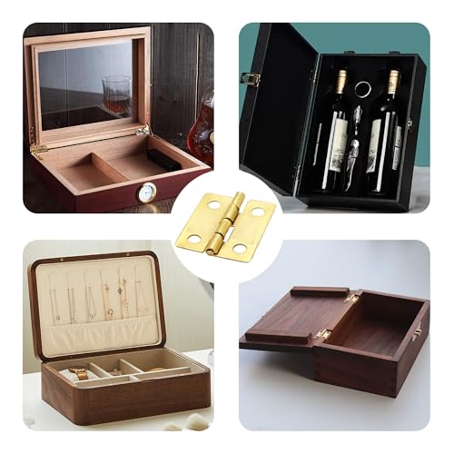 80Pcs 18x15mm Gold Mini Hinges for Wooden Box, Small Iron Hinges with 320 Screws for Jewelry Box Crafts DIY Cabinet Dollhouse, 180° Folding Butt Hardware - color: Gold